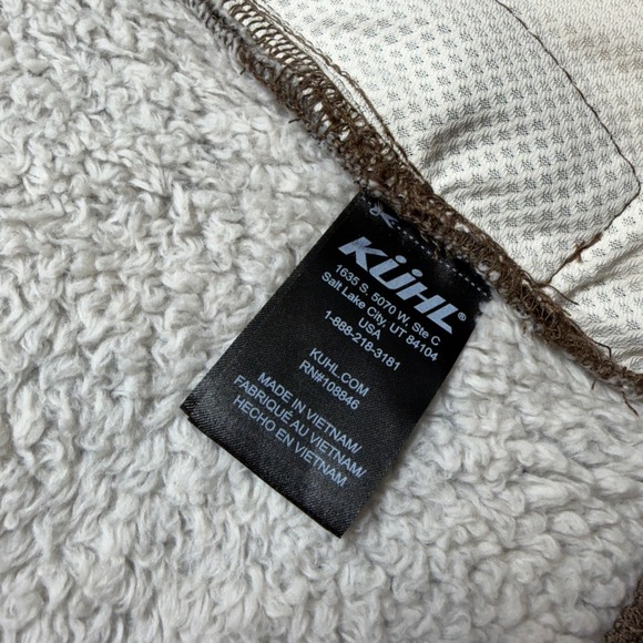 KUHL Flight Hooded Vest Womens Medium Oatmeal Brown Fleece Full Zip Sherpa 2056 - Picture 6 of 14